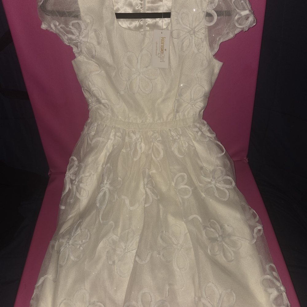 Kensie Girl White Floral Overlay Party Dress for Kids